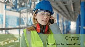  Presentation with architect - PPT theme with young-blonde-woman-architect-talking background and a yellow colored foreground