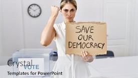  Presentation with democracy - PPT layouts enhanced with young-blonde-woman-at-political background and a lemonade colored foreground