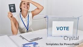  Presentation with political woman - PPT theme having young-blonde-woman-at-political background and a  colored foreground