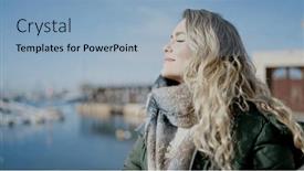  Presentation with breathing - PPT theme having young-blonde-woman-breathing background and a light blue colored foreground