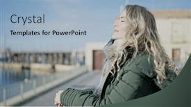  Presentation with breathing - Theme having young-blonde-woman-breathing background and a light blue colored foreground