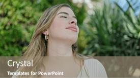  Presentation with breathing - Slide deck consisting of young-blonde-woman-breathing background and a coral colored foreground