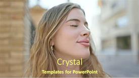  Presentation with breathing - Slide set consisting of young-blonde-woman-breathing background and a coral colored foreground