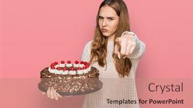  Presentation with birthday cake - Presentation theme enhanced with young-blonde-woman-celebrating-birthday background and a coral colored foreground