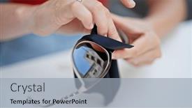  Presentation with coffee shop - PPT theme featuring young-blonde-woman-cleaning-sunglasses and a  colored foreground