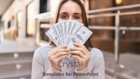  Presentation with street - PPT layouts having young-blonde-woman-covering-face background and a coral colored foreground