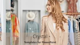  Presentation with voice of customer - Slide deck having young-blonde-woman-customer-wearing background and a coral colored foreground