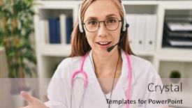  Presentation with telemedicine - Slide deck featuring young-blonde-woman-doctor-having background and a lemonade colored foreground