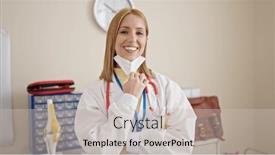  Presentation with medical smiling doctor - Presentation theme consisting of young-blonde-woman-doctor-smiling background and a soft green colored foreground