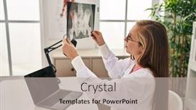  Presentation with xray - Presentation theme enhanced with young-blonde-woman-doctor-using background and a mint green colored foreground