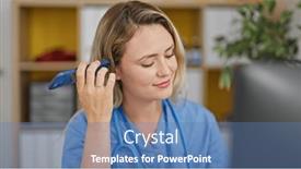  Presentation with listening woman - Presentation with young-blonde-woman-doctor-using background and a  colored foreground