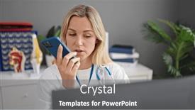  Presentation with voice - PPT layouts with young-blonde-woman-doctor-using and a gray colored foreground