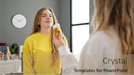  Presentation with treatment - Slides enhanced with young-blonde-woman-doctor background and a coral colored foreground