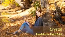  Presentation with album - Amazing PPT layouts having young-blonde-woman-draws backdrop and a tawny brown colored foreground