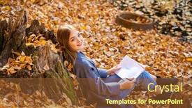  Presentation with album - Beautiful theme featuring young-blonde-woman-draws backdrop and a tawny brown colored foreground