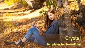  Presentation with album - PPT layouts with young-blonde-woman-draws background and a tawny brown colored foreground