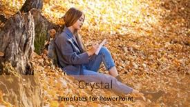  Presentation with album - Colorful slide deck enhanced with young-blonde-woman-draws backdrop and a gold colored foreground