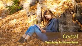  Presentation with album - Theme having young-blonde-woman-draws background and a tawny brown colored foreground