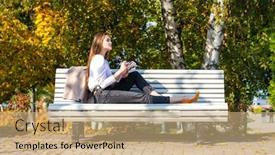  Presentation with album - Slide deck having young-blonde-woman-draws background and a coral colored foreground