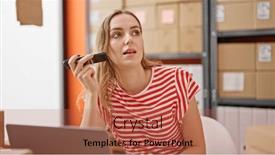  Presentation with ecommerce - Slides having young-blonde-woman-ecommerce-business background and a red colored foreground