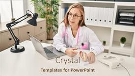  Presentation with gynecologist - Slide deck having young-blonde-woman-gynecologist-holding background and a lemonade colored foreground