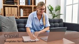  Presentation with psychology - PPT theme consisting of young-blonde-woman-having-psychology background and a coral colored foreground