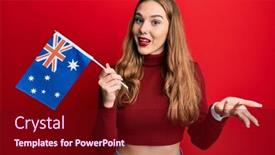  Presentation with australian - Slide deck having young-blonde-woman-holding-australian background and a wine colored foreground