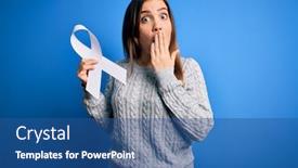  Presentation with violence women - Slide set featuring young-blonde-woman-holding-cancer background and a ocean colored foreground