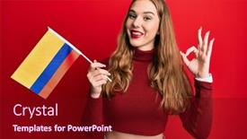  Presentation with colombia - Slide deck consisting of young-blonde-woman-holding-colombia background and a wine colored foreground