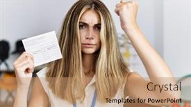  Presentation with record - PPT layouts featuring young-blonde-woman-holding-covid background and a coral colored foreground