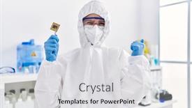  Presentation with cpu - Slides consisting of young-blonde-woman-holding-cpu background and a light gray colored foreground