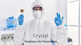  Presentation with cpu - Theme having young-blonde-woman-holding-cpu background and a  colored foreground