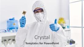  Presentation with cpu - Slide set consisting of young-blonde-woman-holding-cpu background and a light gray colored foreground