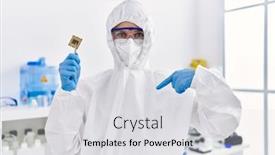  Presentation with processor - Slides with young-blonde-woman-holding-cpu background and a  colored foreground