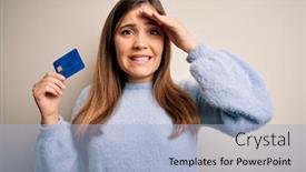  Presentation with payment - Amazing slide set having young-blonde-woman-holding-credit backdrop and a light blue colored foreground