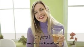  Presentation with infusion - Presentation theme with young-blonde-woman-holding-glass background and a coral colored foreground