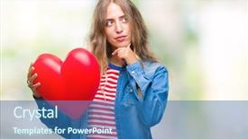  Presentation with valentine - Presentation consisting of young blonde woman holding heart background and a ocean colored foreground