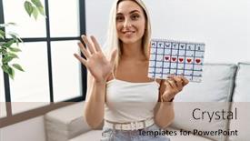  Presentation with heart - Presentation having young-blonde-woman-holding-heart background and a coral colored foreground