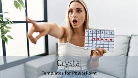  Presentation with heart - Presentation design having young-blonde-woman-holding-heart background and a  colored foreground