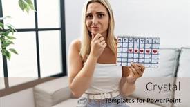  Presentation with heart - Presentation theme with young-blonde-woman-holding-heart background and a coral colored foreground