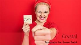  Presentation with anger - Slides enhanced with young-blonde-woman-holding-infinite background and a red colored foreground