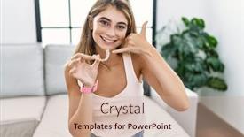  Presentation with orthodontic - Presentation design having young-blonde-woman-holding-invisible background and a coral colored foreground