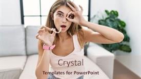  Presentation with orthodontic - Presentation design having young-blonde-woman-holding-invisible background and a  colored foreground