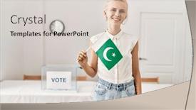  Presentation with pakistan flag - Slide deck with young-blonde-woman-holding-pakistan background and a lemonade colored foreground