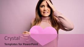  Presentation with romantic - PPT theme with young-blonde-woman-holding-romantic background and a coral colored foreground