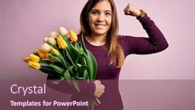  Presentation with muscle - Presentation having young-blonde-woman-holding-romantic background and a violet colored foreground