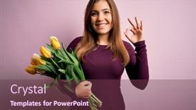  Presentation with hand holding flowers - Slides having young-blonde-woman-holding-romantic background and a tawny brown colored foreground