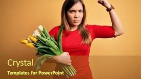  Presentation with muscle - PPT layouts having young-blonde-woman-holding-romantic background and a tawny brown colored foreground