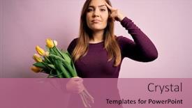  Presentation with great idea - Colorful theme enhanced with young-blonde-woman-holding-romantic backdrop and a coral colored foreground