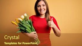  Presentation with hand holding flowers - Amazing slide deck having young-blonde-woman-holding-romantic backdrop and a tawny brown colored foreground